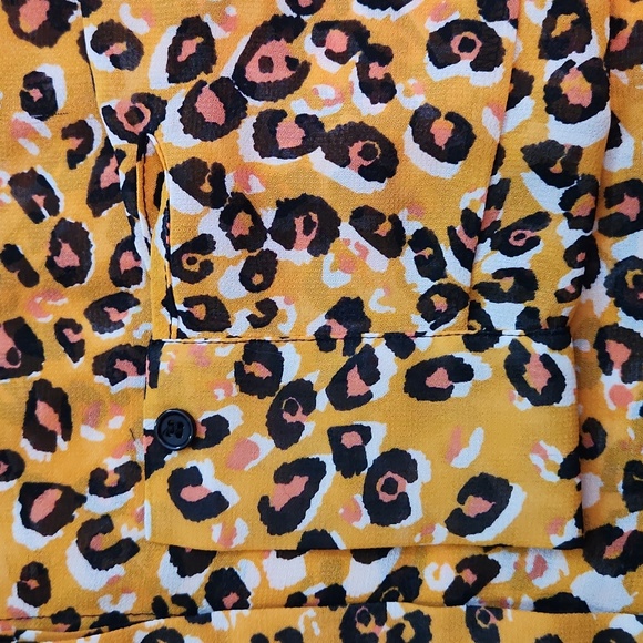 Minkpink orange and pink semi sheer cheetah print button down blouse - Picture 5 of 10